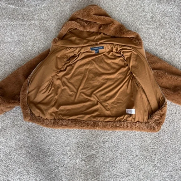 Brown Faux Fur Zip Up Hoodie - Picture 5 of 6